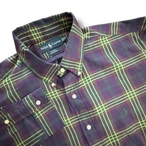 Ralph Lauren Blake Plaid Button‎ Down Shirt Men's XL 100% Cotton Casual